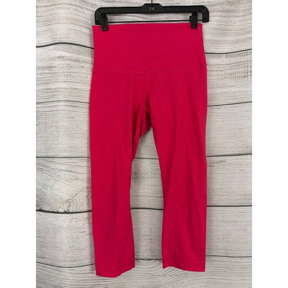 Lululemon High-Rise Hot Pink Cropped Leggings Size 8 - Picture 1 of 3